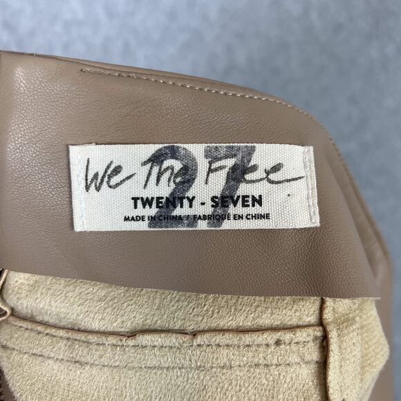 Free People We the Free Beige Real Deal Slit Hem Vegan Flare High Rise Pant S 27 - Picture 7 of 8